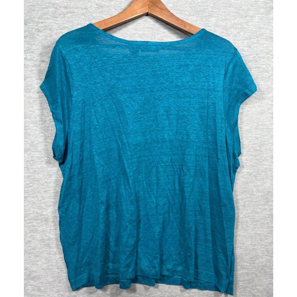 Tahari Womens Top XL 100% Linen Side Buttons Casual - Picture 4 of 4